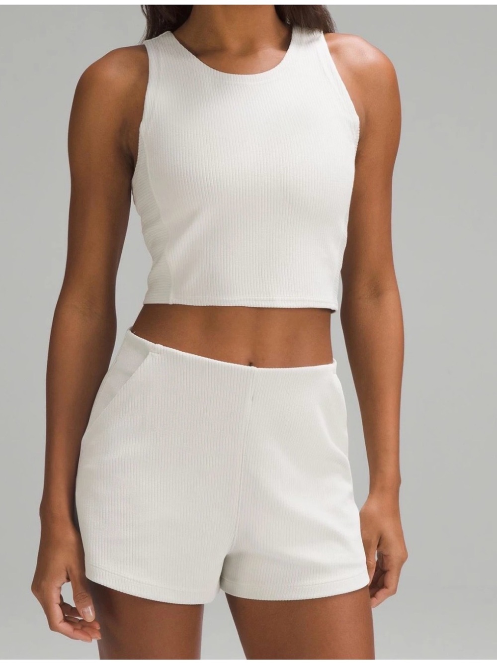 Lululemon size 6 Ribbed Softstreme High-Rise Short and Cropped Tank Set